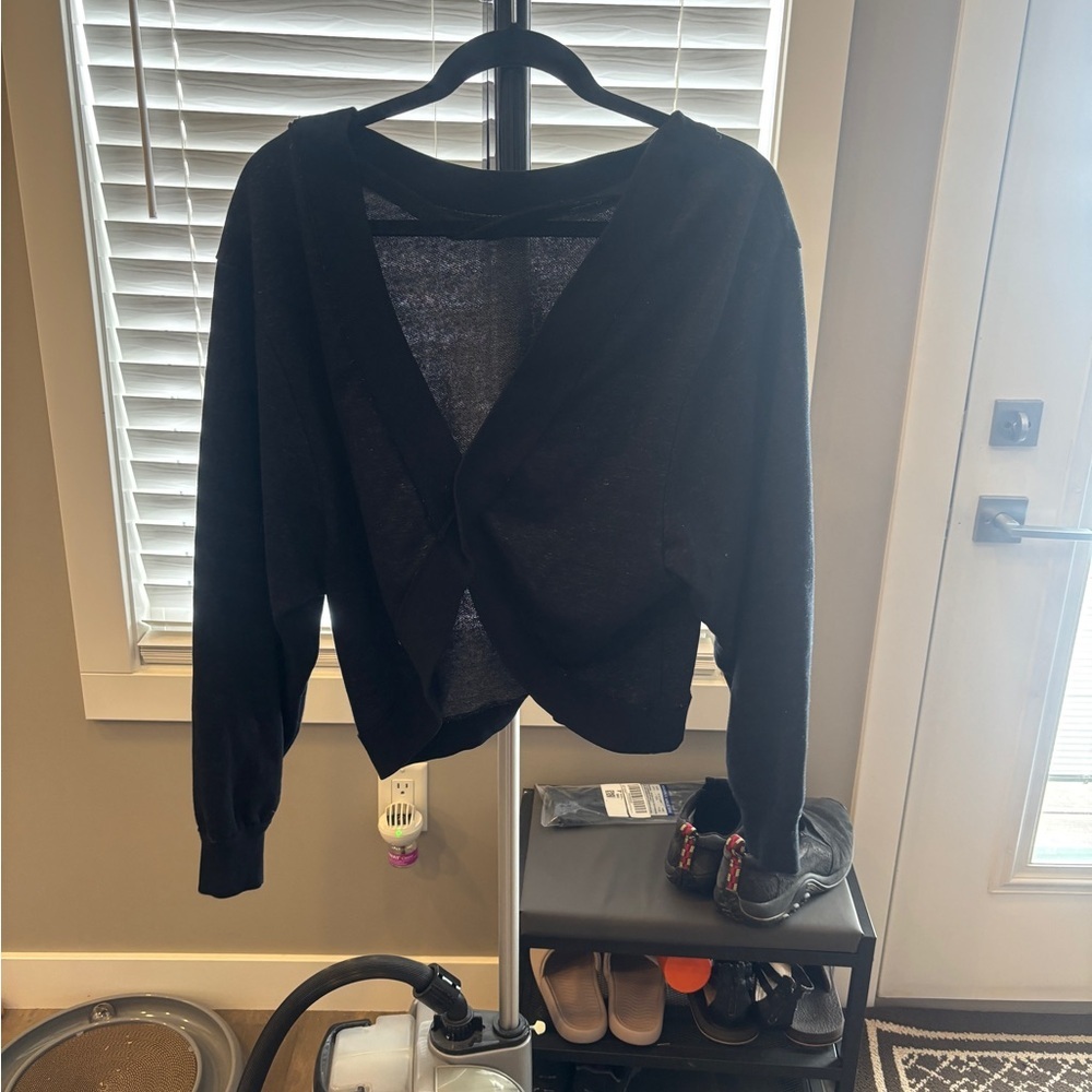 Pilcro Black Off-the-Shoulder Cross-Back Sweater - Picture 3 of 7